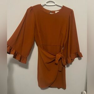 Peach Love California Burnt orange wrap tie dress size small
